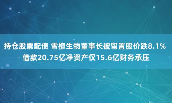 持仓股票配债 雪榕生物董事长被留置股价跌8.1% 借款20.75亿净资产仅15.6亿财务承压